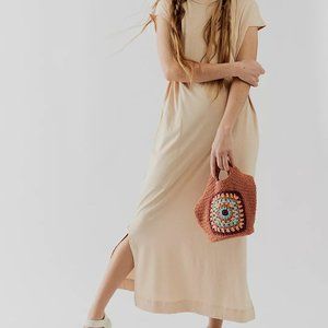 Free People FB Beach All Day Long Midi T-Shirt Dress - Ochre Yellow - Size XS